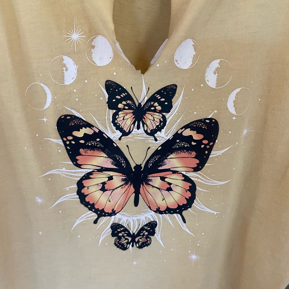 Yellow butterfly muscle tee